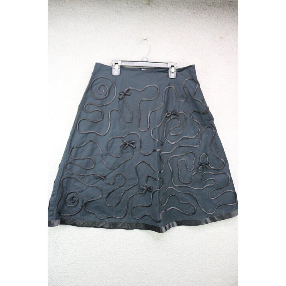 Dolce Apparel Black Ribbons & Bow Skirt-Size Large-Whimsigoth